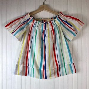 Crosby By Mollie Burch Layered Striped Off The Shoulders Top Sz XS